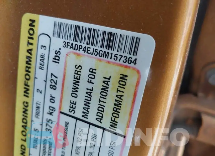 3FADP4EJ5GM157364 Photo# 9