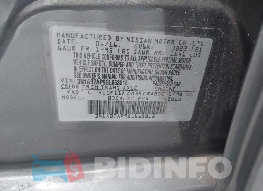 3N1AB7AP9GL668818 Photo# 9