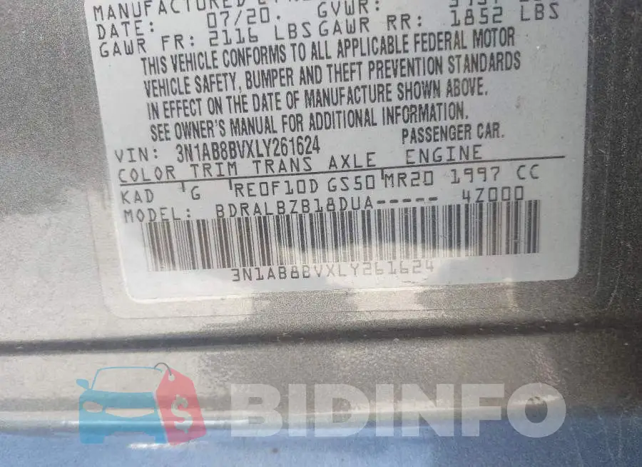 3N1AB8BVXLY261624 Photo# 9