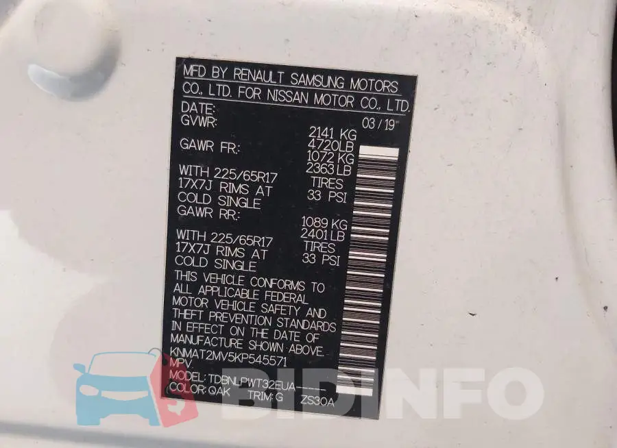 KNMAT2MV5KP545571 Photo# 9