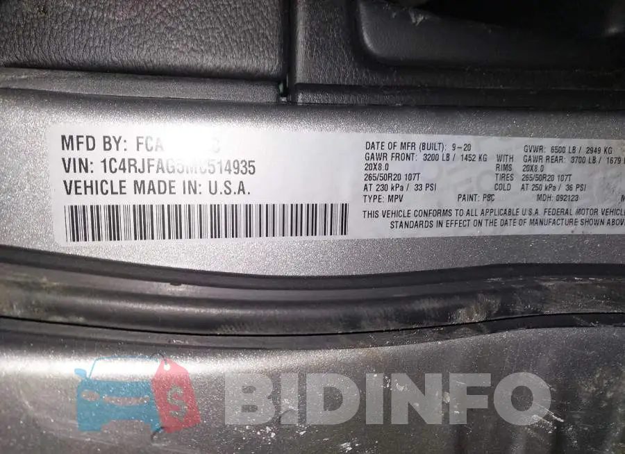 1C4RJFAG5MC514935 Photo# 9