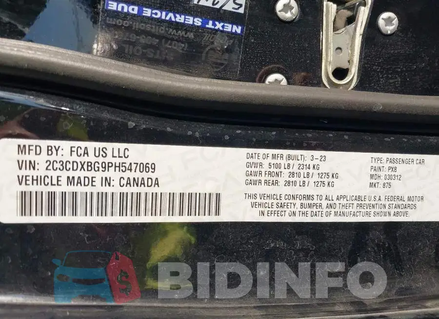 2C3CDXBG9PH547069 Photo# 9
