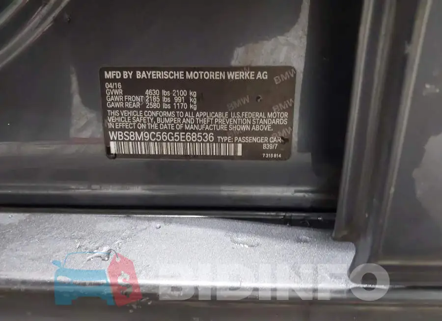WBS8M9C56G5E68536 Photo# 9