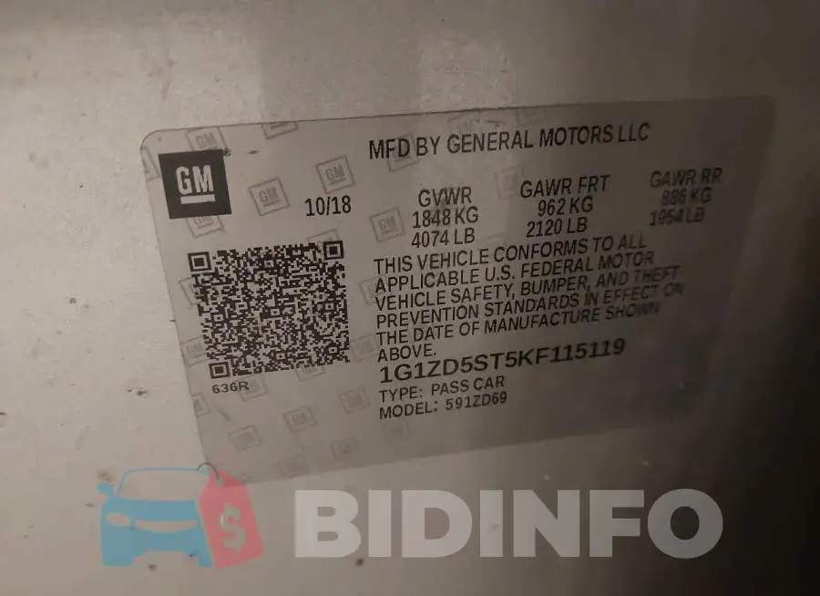 1G1ZD5ST5KF115119 Photo# 9