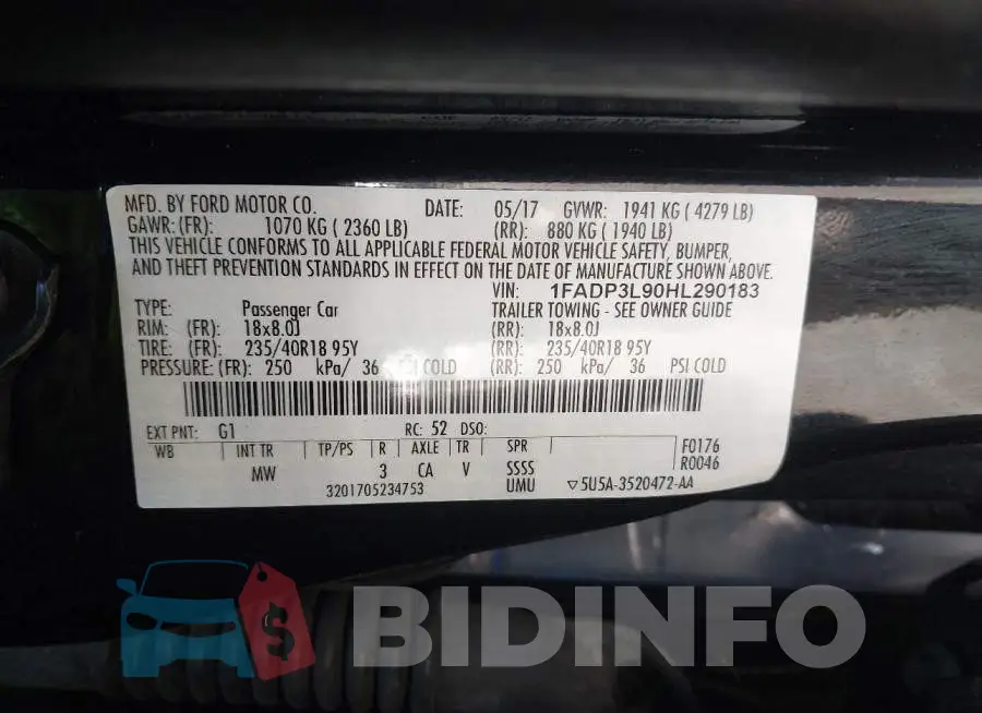 1FADP3L90HL290183 Photo# 9