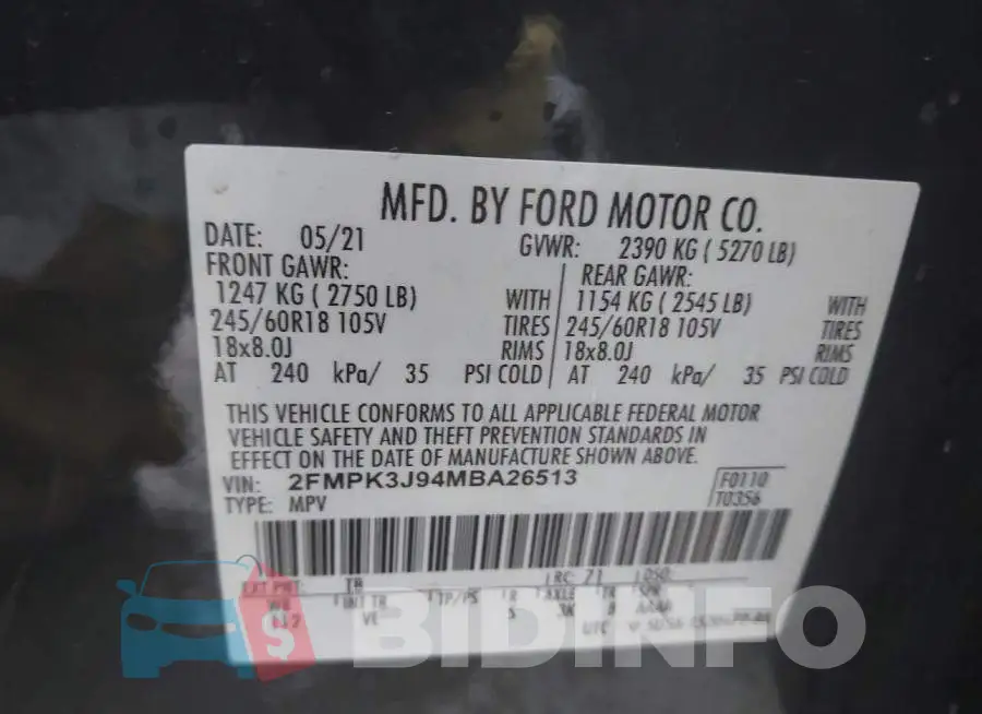 2FMPK3J94MBA26513 Photo# 9