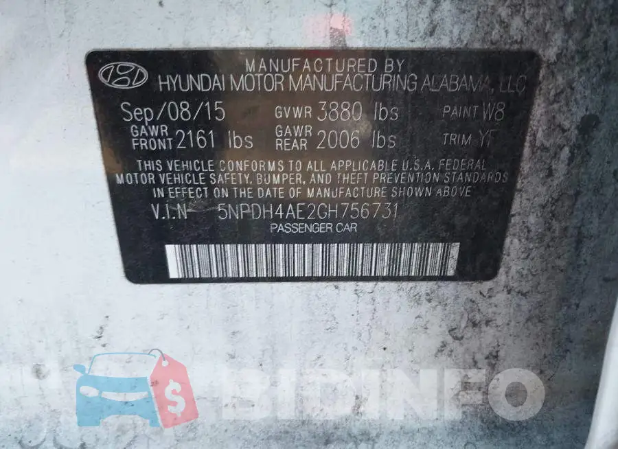 5NPDH4AE2GH756731 Photo# 9