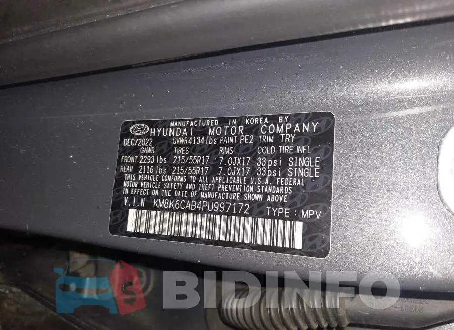 KM8K6CAB4PU997172 Photo# 9