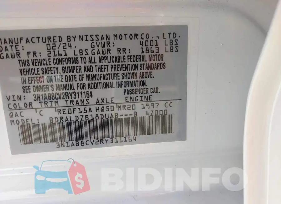 3N1AB8CV2RY311164 Photo# 9