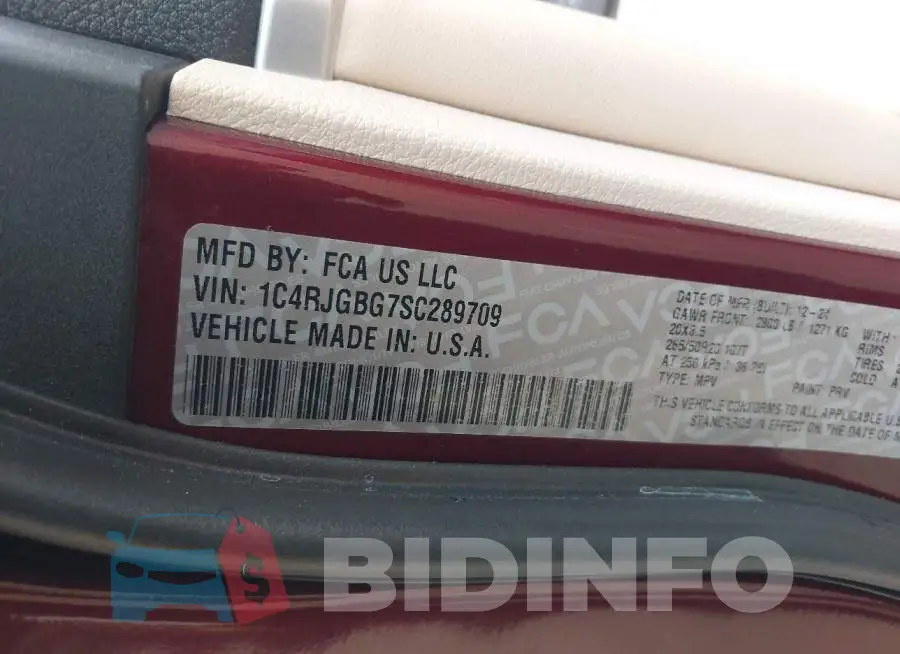 1C4RJGBG7SC289709 Photo# 9