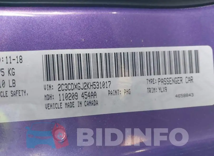 2C3CDXGJ2KH531017 Photo# 9