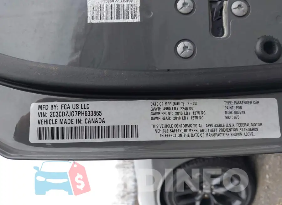 2C3CDZJG7PH633865 Photo# 9