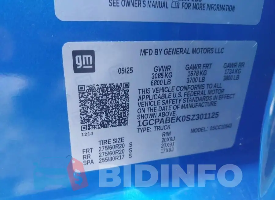 1GCPABEK0SZ301125 Photo# 9