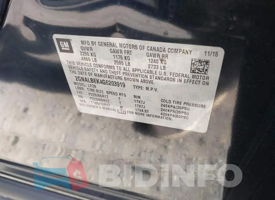 2GNALBEK4G6203919 Photo# 9