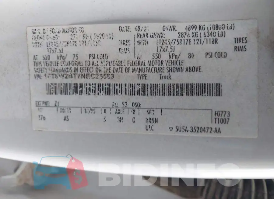 1FT8W2BT7NEC26583 Photo# 8