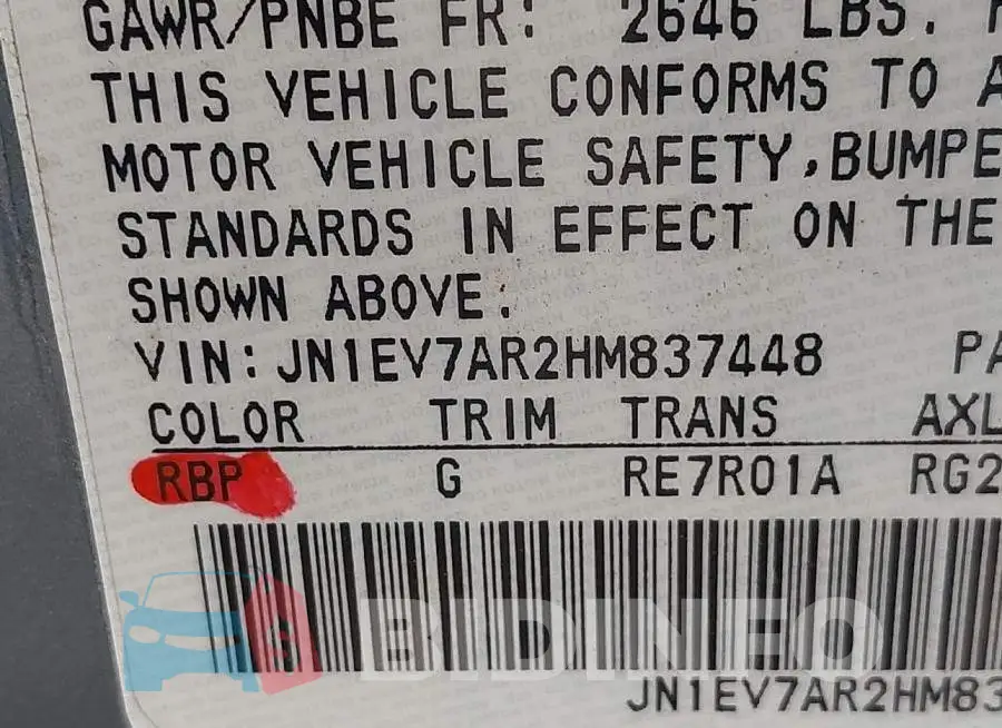 JN1EV7AR2HM837448 Photo# 9