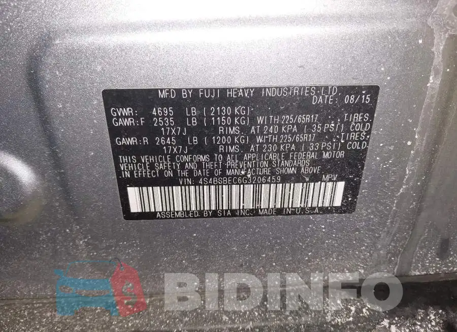 4S4BSBEC6G3206459 Photo# 9