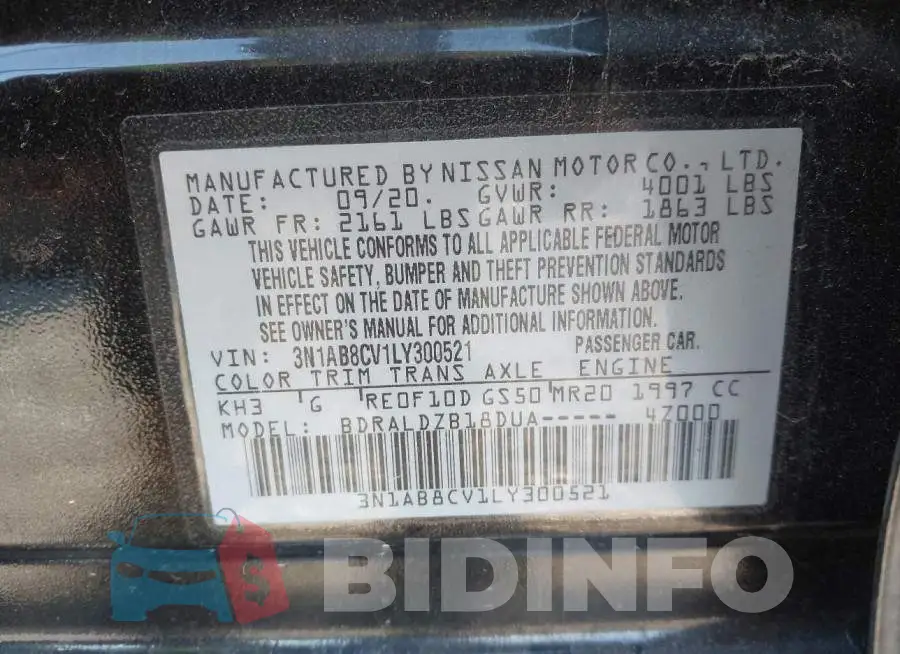 3N1AB8CV1LY300521 Photo# 9