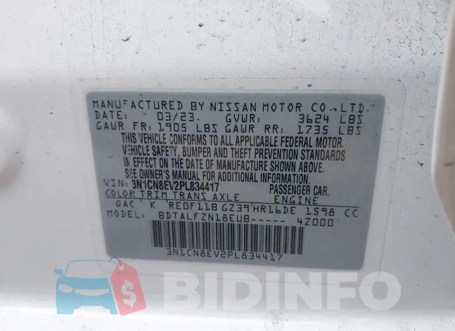 3N1CN8EV2PL834417 Photo# 9