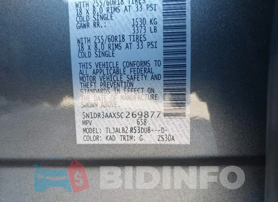 5N1DR3AAXSC269877 Photo# 9