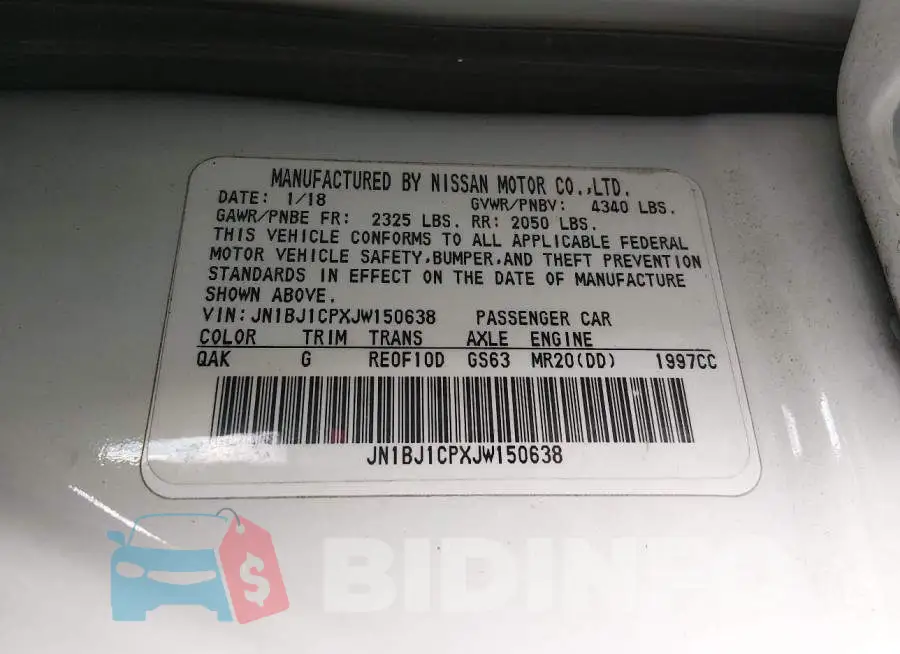 JN1BJ1CPXJW150638 Photo# 9