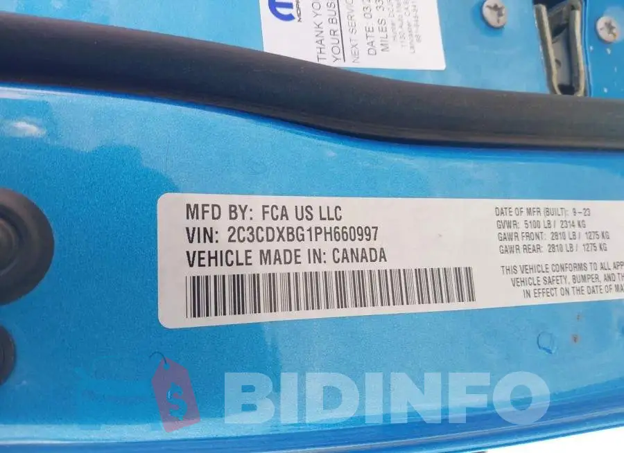 2C3CDXBG1PH660997 Photo# 9
