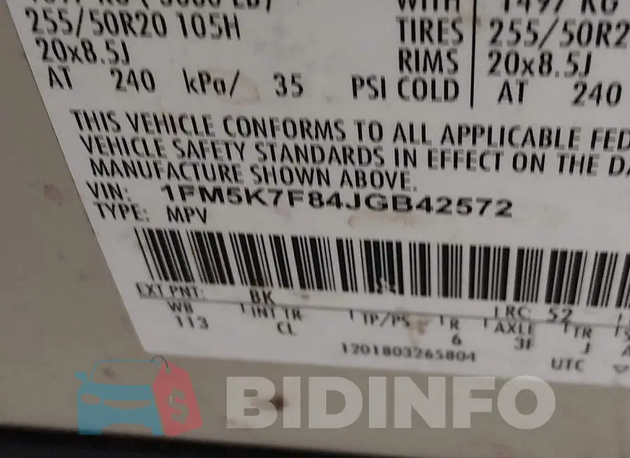 1FM5K7F84JGB42572 Photo# 9