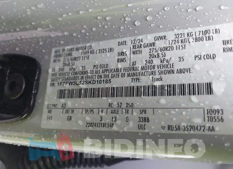 1FTFW5L52SKD10185 Photo# 9