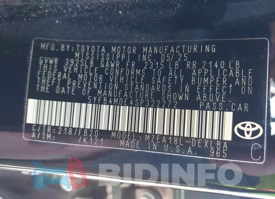 5YFB4MDE4SP322272 Photo# 9