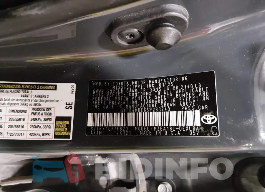 5YFB4MDE6SP263743 Photo# 9