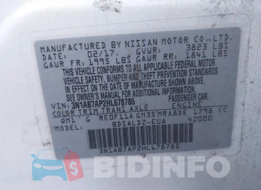 3N1AB7AP2HL678785 Photo# 9