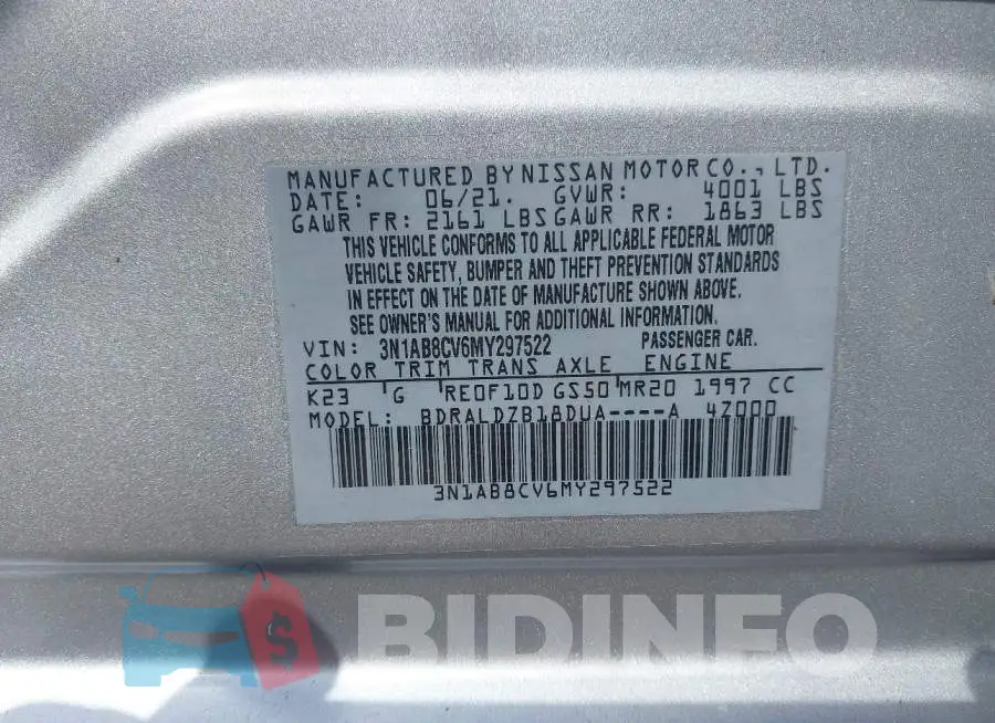 3N1AB8CV6MY297522 Photo# 9