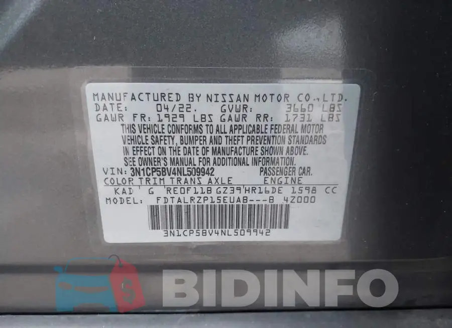 3N1CP5BV4NL509942 Photo# 9