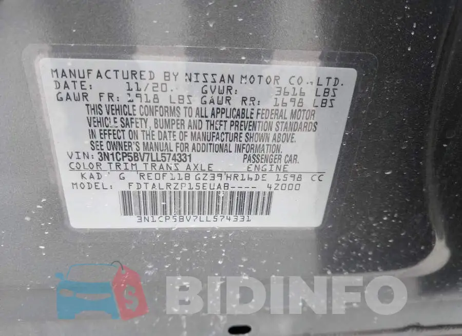 3N1CP5BV7LL574331 Photo# 9