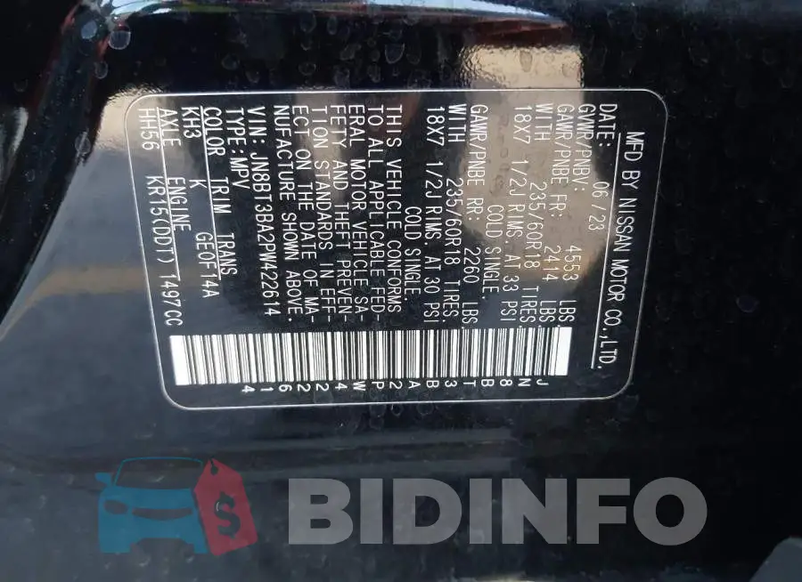 JN8BT3BA2PW422614 Photo# 9