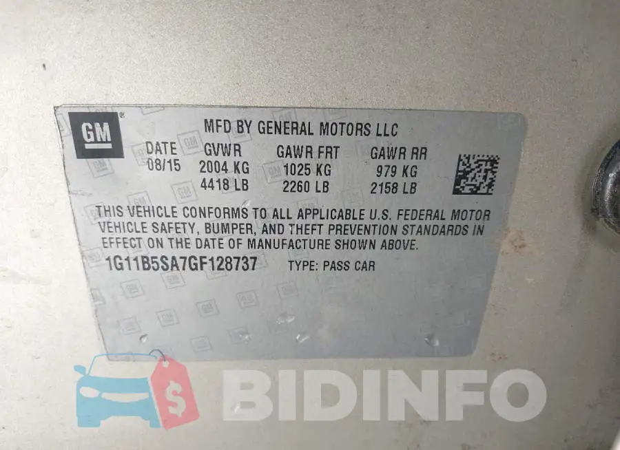 1G11B5SA7GF128737 Photo# 9