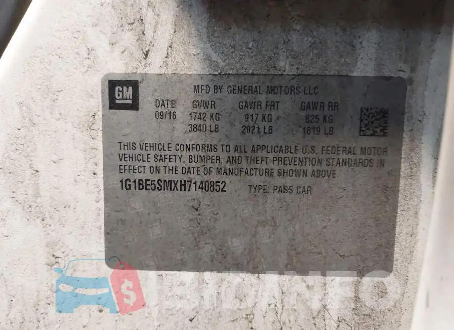 1G1BE5SMXH7140852 Photo# 9