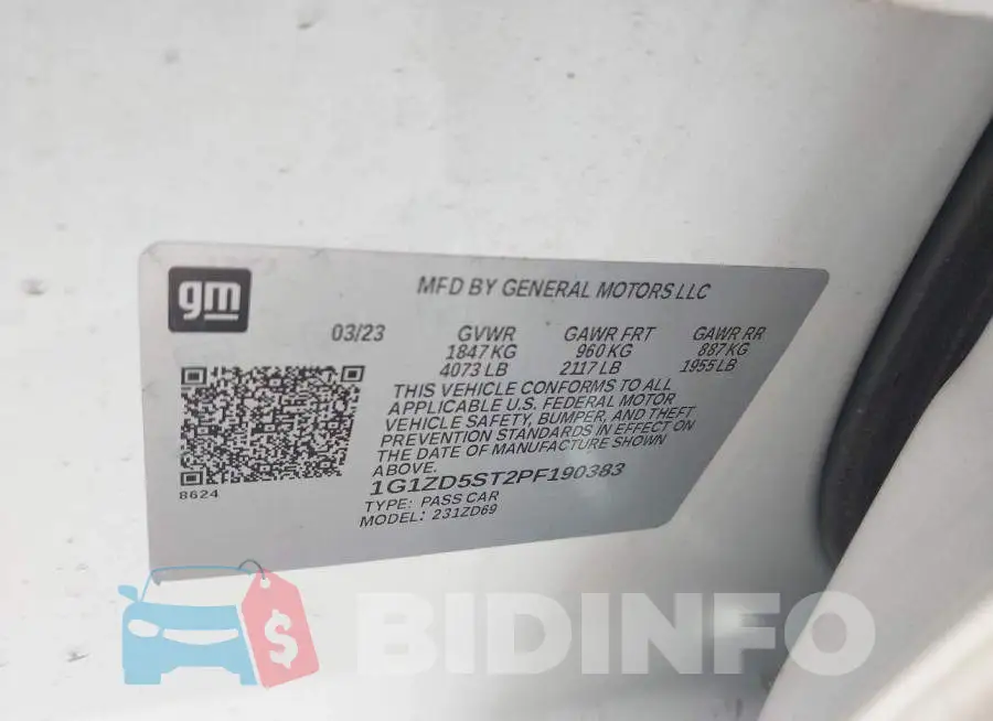 1G1ZD5ST2PF190383 Photo# 9