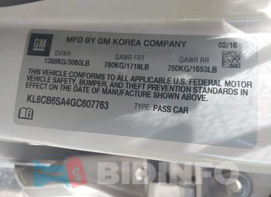 KL8CB6SA4GC607763 Photo# 9