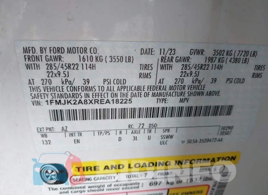 1FMJK2A8XREA18225 Photo# 9