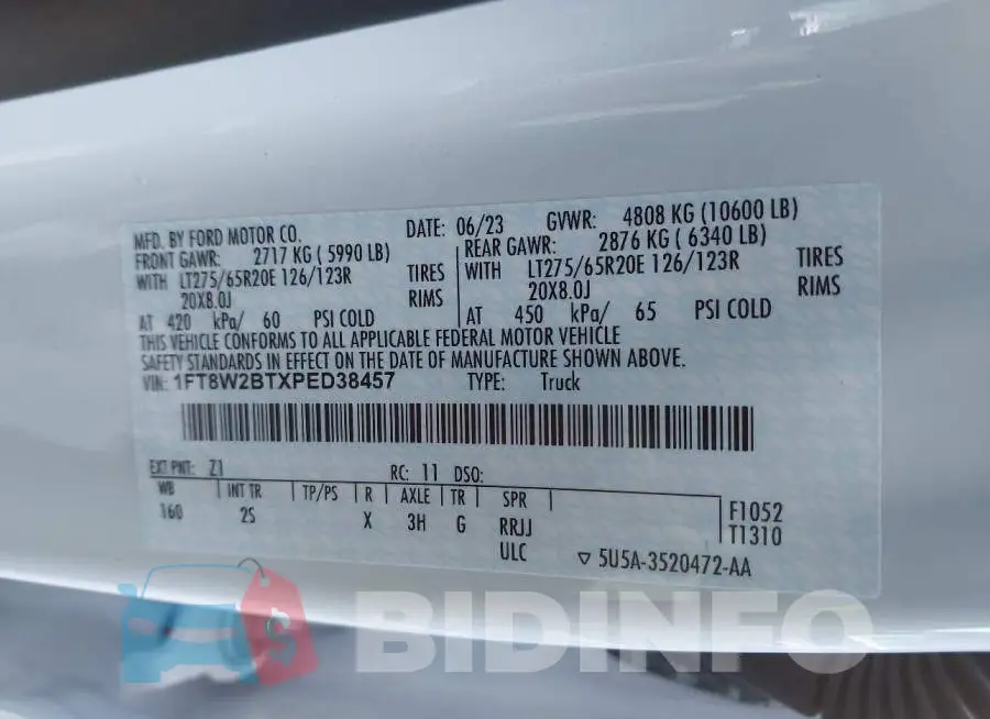 1FT8W2BTXPED38457 Photo# 8