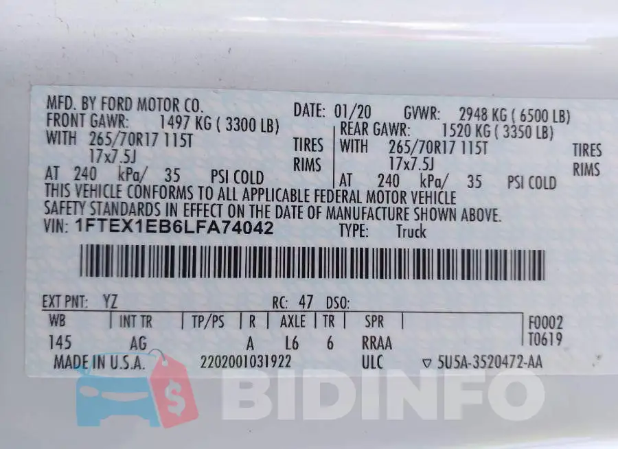 1FTEX1EB6LFA74042 Photo# 9