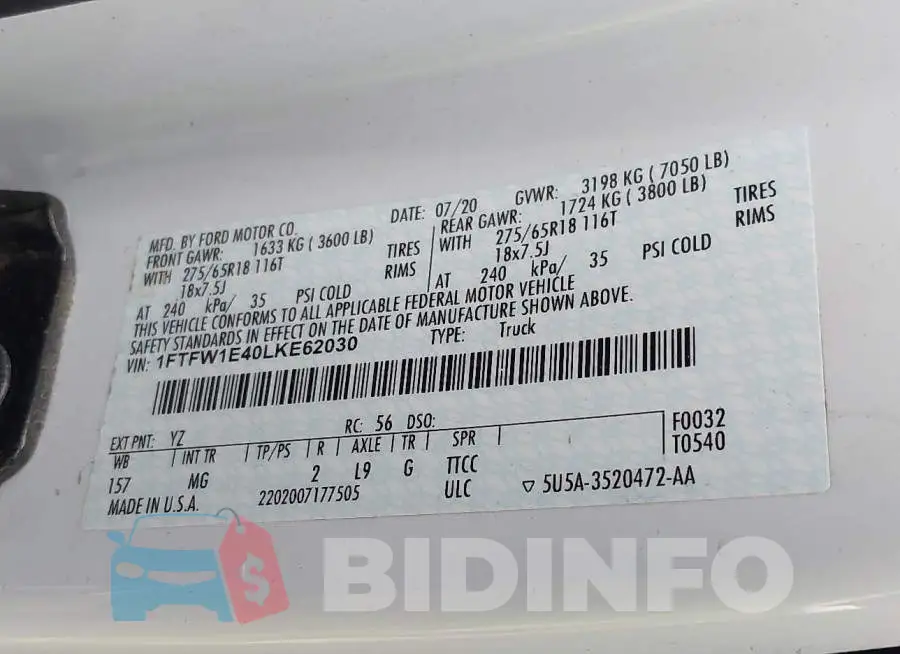 1FTFW1E40LKE62030 Photo# 9