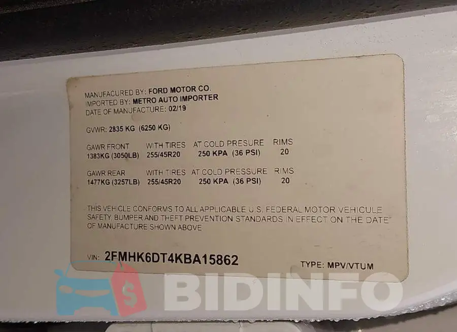 2FMHK6DT4KBA15862 Photo# 9