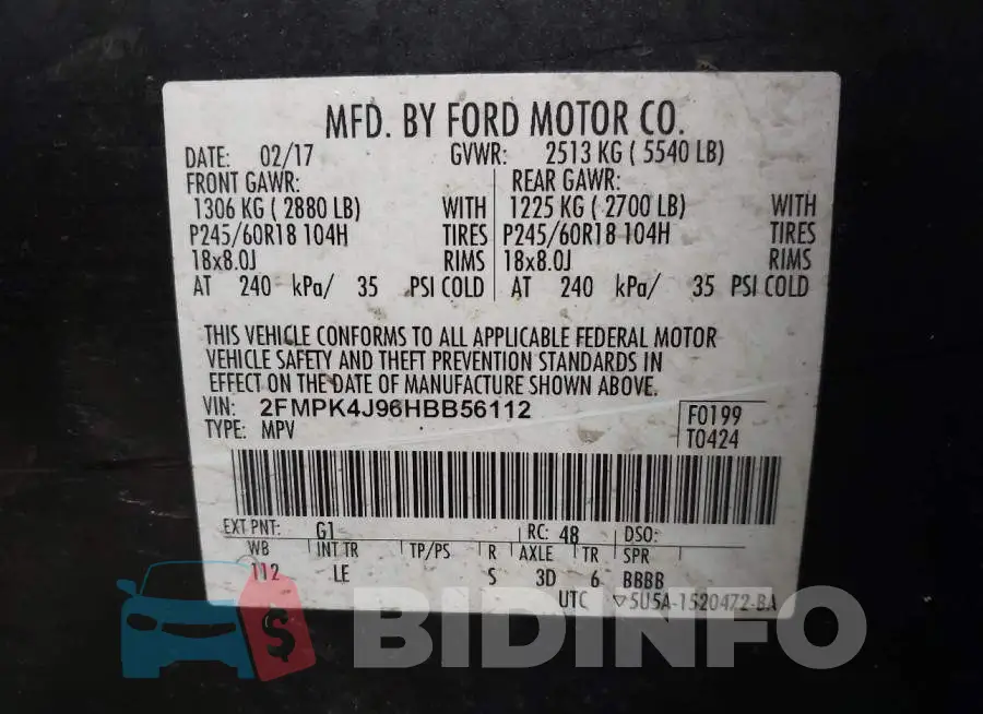 2FMPK4J96HBB56112 Photo# 9