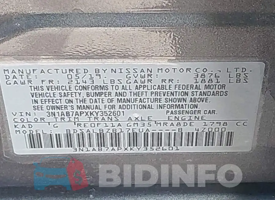 3N1AB7APXKY352601 Photo# 9