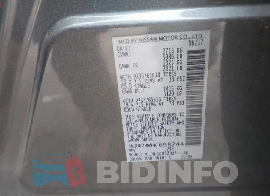 5N1DR2MM9HC698744 Photo# 9