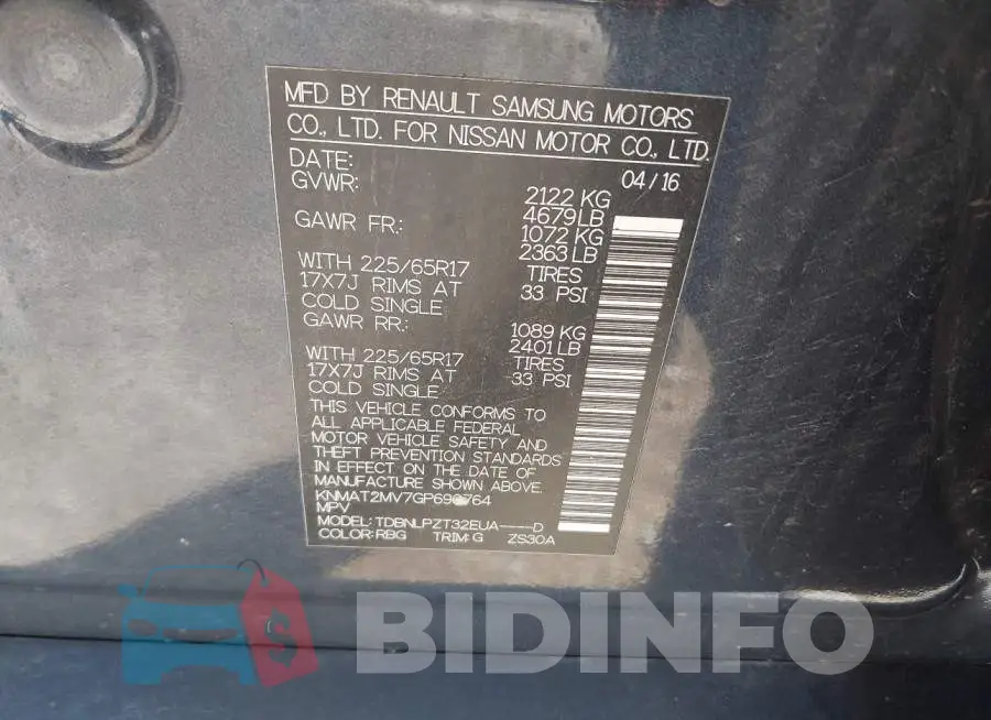 KNMAT2MV7GP690764 Photo# 9