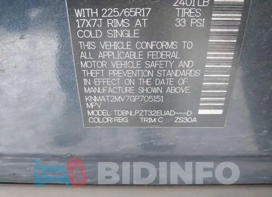 KNMAT2MV7GP705151 Photo# 9