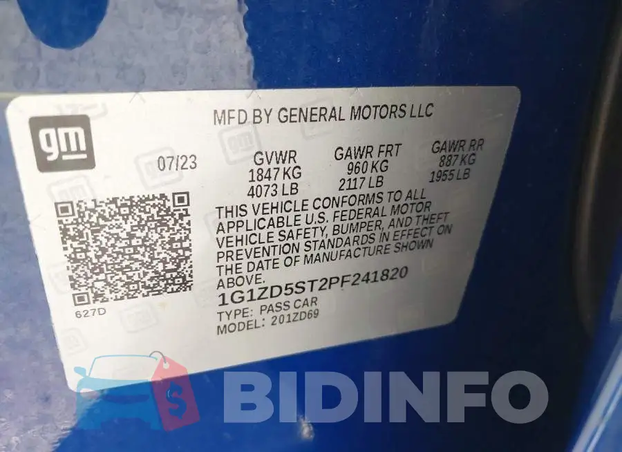 1G1ZD5ST2PF241820 Photo# 9